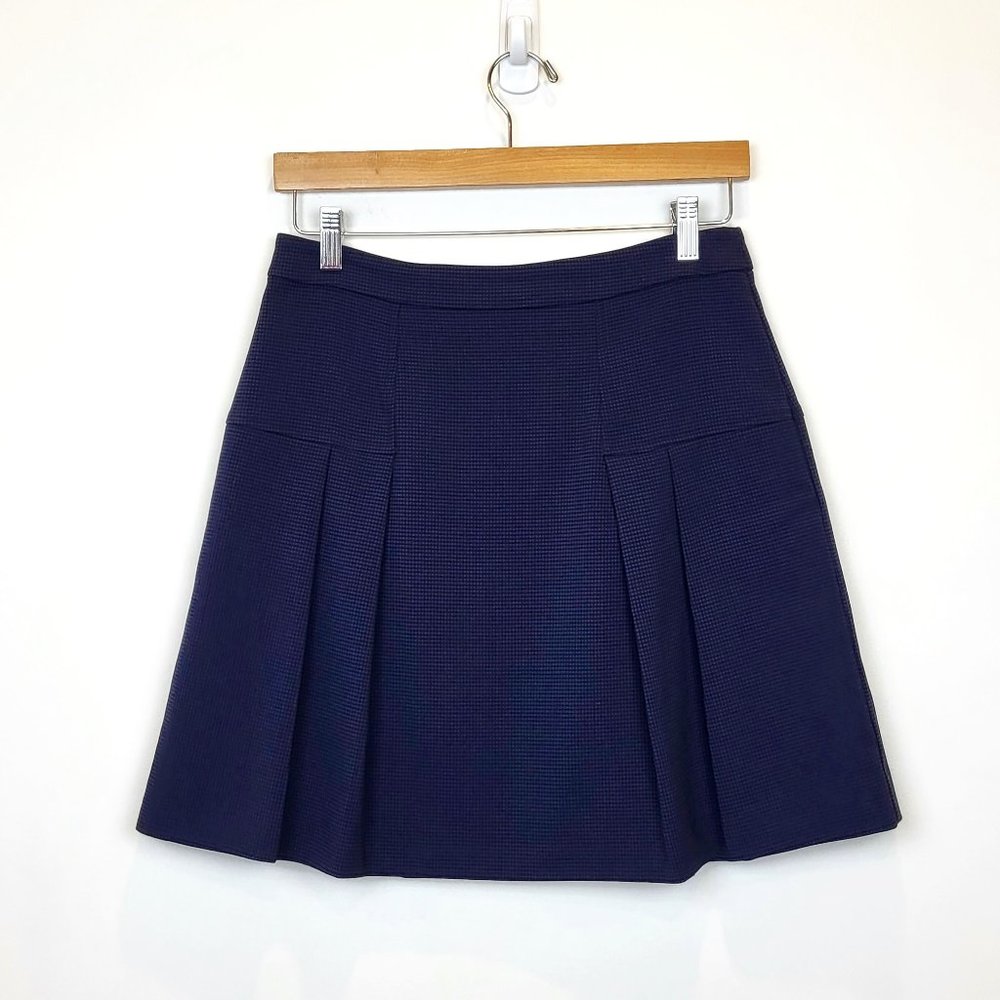 Halogen Blue Black Small Check Pleated Mini Skirt, Size 8, EUC